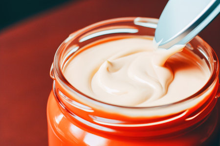 A jar of soft white chocolate. High quality photoの素材