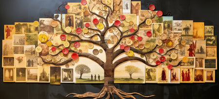 Family tree illustration, template for a mug. High quality illustrationの素材