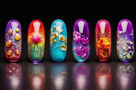 Set of multi-colored nail overlays. Manicure. High quality photoの素材