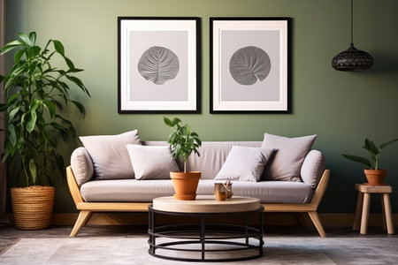 Plants in a minimalist room spaceの素材