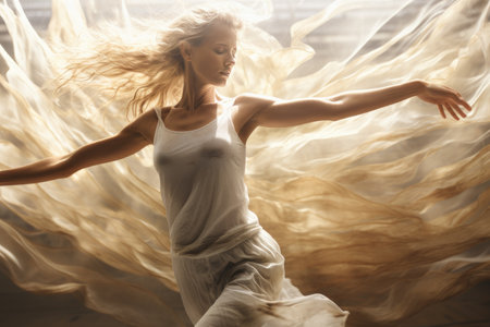 Creative therapy, the girl splashes out energy in danceの素材