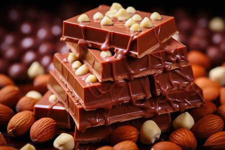 Luxury chocolate bars with hazelnuts.の素材