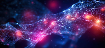 Abstract neural grid background in blue and pink tonesの素材