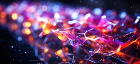 Abstract neural grid background in blue and pink tonesの素材