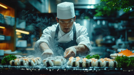 The creation of culinary masterpieces is a touch in the performance of an experienced Asian chef. An unparalleled combination of flavors and the art of cooking.の素材