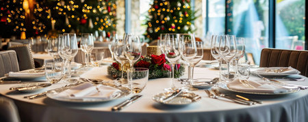 A decorated meal in a stylish dining roomの素材