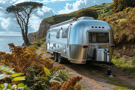 Photo of a cozy travel trailer providing comfort and independence to enjoy your adventures on the roads with confidence.の素材