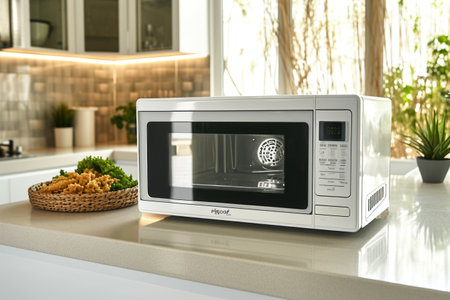 The microwave oven is an essential part of the modern kitchen.の素材