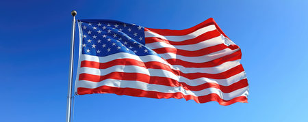 The US flag is flying in the land of freedom.の素材