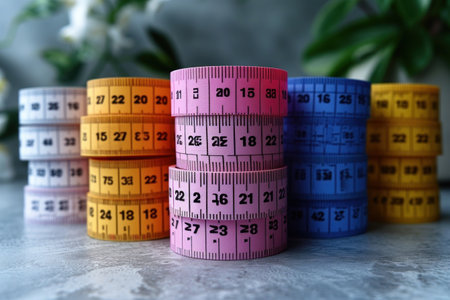 Functional measuring tape in bright colors for creative cutting and sewingの素材