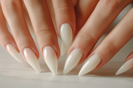 Hand with well-groomed and delicate calm manicureの素材