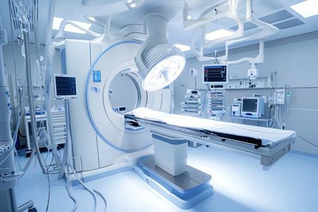 A spacious room with innovative equipment to provide high-quality medical care and diagnosticsの素材