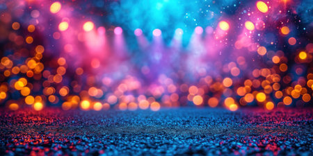 The play of light and color in neon bokeh creates magical dynamics and atmosphereの素材