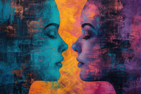 Graphic depiction of internal conflict and harmony of emotional statesの素材