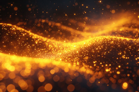 The striking image of yellow light in the blurred bokeh gives the impression of a smooth line between reality and dreamの素材