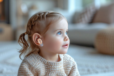 Smile Sound: Little Hearing Impaired Rejoices at Every Sound in a Cozy Environmentの素材