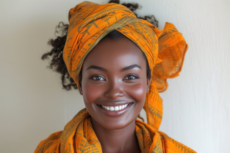 Smiling woman in turban happyの素材
