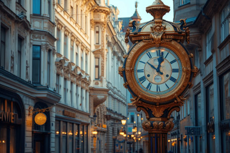 The antique clock, which is a symbol of the city, fits perfectly into the atmosphere of the central square.の素材