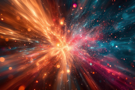 A motley tango of multi-colored waves and soft lighting effects creates a stunning abstract lookの素材