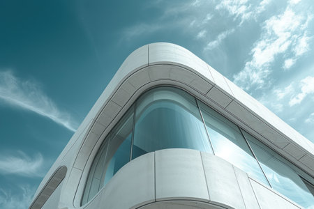 Unique architectural elements inspired by space combine shapes and lines into a skillful composition.の素材