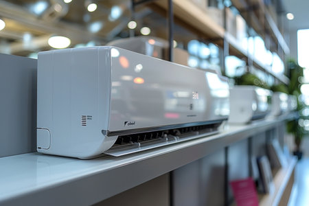 Sleek, modern air conditioner designed for small to medium rooms. Energy-efficient with advanced comfort features, ideal for everyday use.の素材