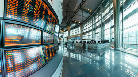 A commercial building with numerous screens vastly decorating the walls, resembling a modern engineering masterpiece in a bustling cityの素材