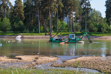 The equipment cleans the reservoirの写真素材