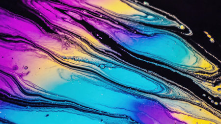 Fluid acrylic painting creating a mesmerizing marble effect with vibrant colors blending seamlesslyの素材