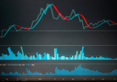 Stock market and other finance themes. Financial data on a monitor. Finance data concept