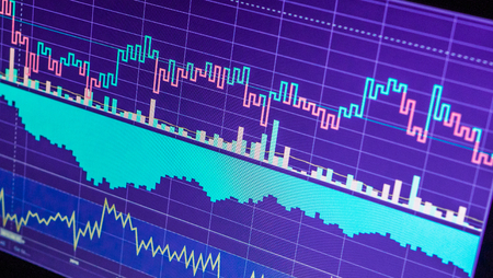 World economics graph. Conceptual view of exchange market on the monitorの写真素材