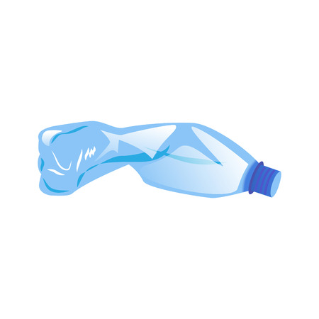Blue crumpled plastic bottle isolated on white backgroundのイラスト素材
