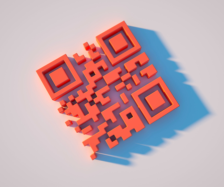 3D illustration of living coral QR code, trend 2019の写真素材