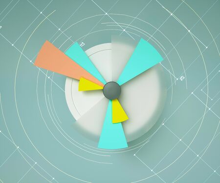 3d render of pie chart. Infographic. Business concept. Top view