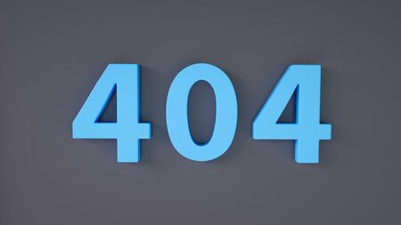 404 web page error message sign. Blue numbers on gray background. Computer network system problem. Webpage maintenance, Technical problem. 3d renderの写真素材