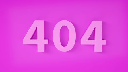 3d illustration of purple 404 error Page not Found on violet background. Internet connection error. Monochrome. Minimalismの写真素材