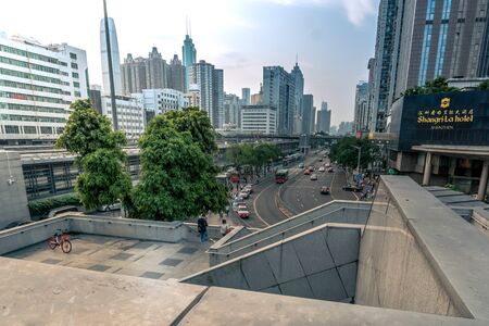 Lowu Border area in Shenzhen, China - April 2018のeditorial素材