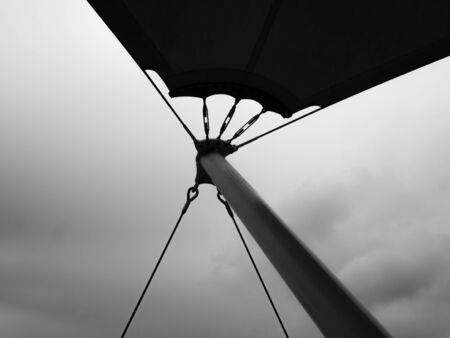 Wire rope slings fixing with roof in the playground for strength and tolerance.の写真素材