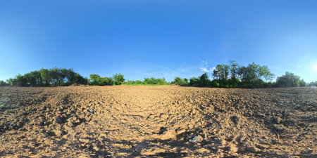 Panoramic view of the vast land ready for cultivation in the countryside.の写真素材