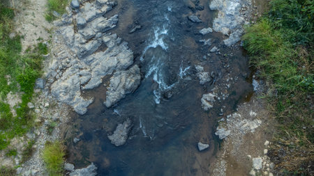 Mountain stream in the forest. River stream in the mountains.の写真素材