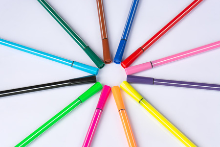 Color pen in white backgroundの写真素材