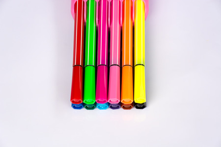 Color pen in white backgroundの写真素材
