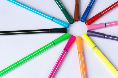 Color pen in white backgroundの写真素材
