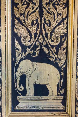 Ancient Thai mural painting in thai churchの写真素材
