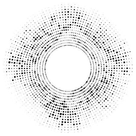 Halftone circle with random dots. Black dots on white background.のイラスト素材