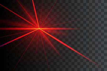 Party laser light on transparent black background. Red laser beam.のイラスト素材