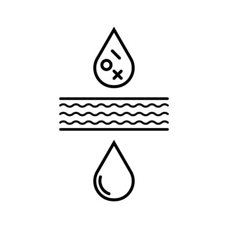 Water filter icon. Water drop befor and after filtration.のイラスト素材