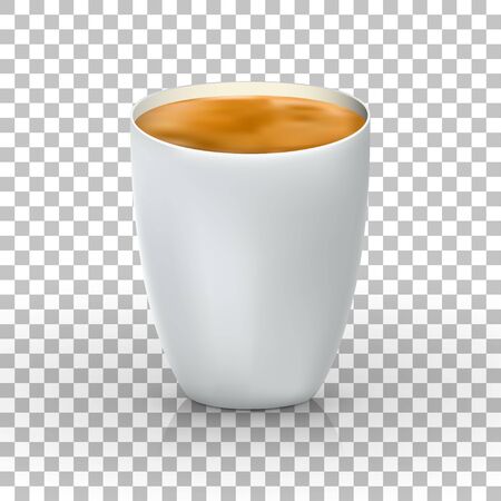 Cup of caffee front view. Realistic vector 3d glossy blank white coffee cup.のイラスト素材