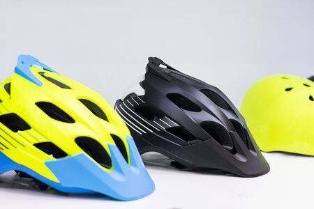 Bicycle helmet on white background.の写真素材