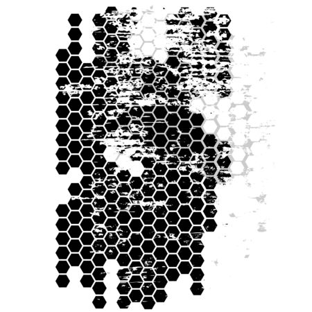 Dirty grunge hexagonal grid. Technology Background.のイラスト素材