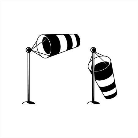 Meteorology striped windsock. Wind speed and direction flag. Vector icon.のイラスト素材